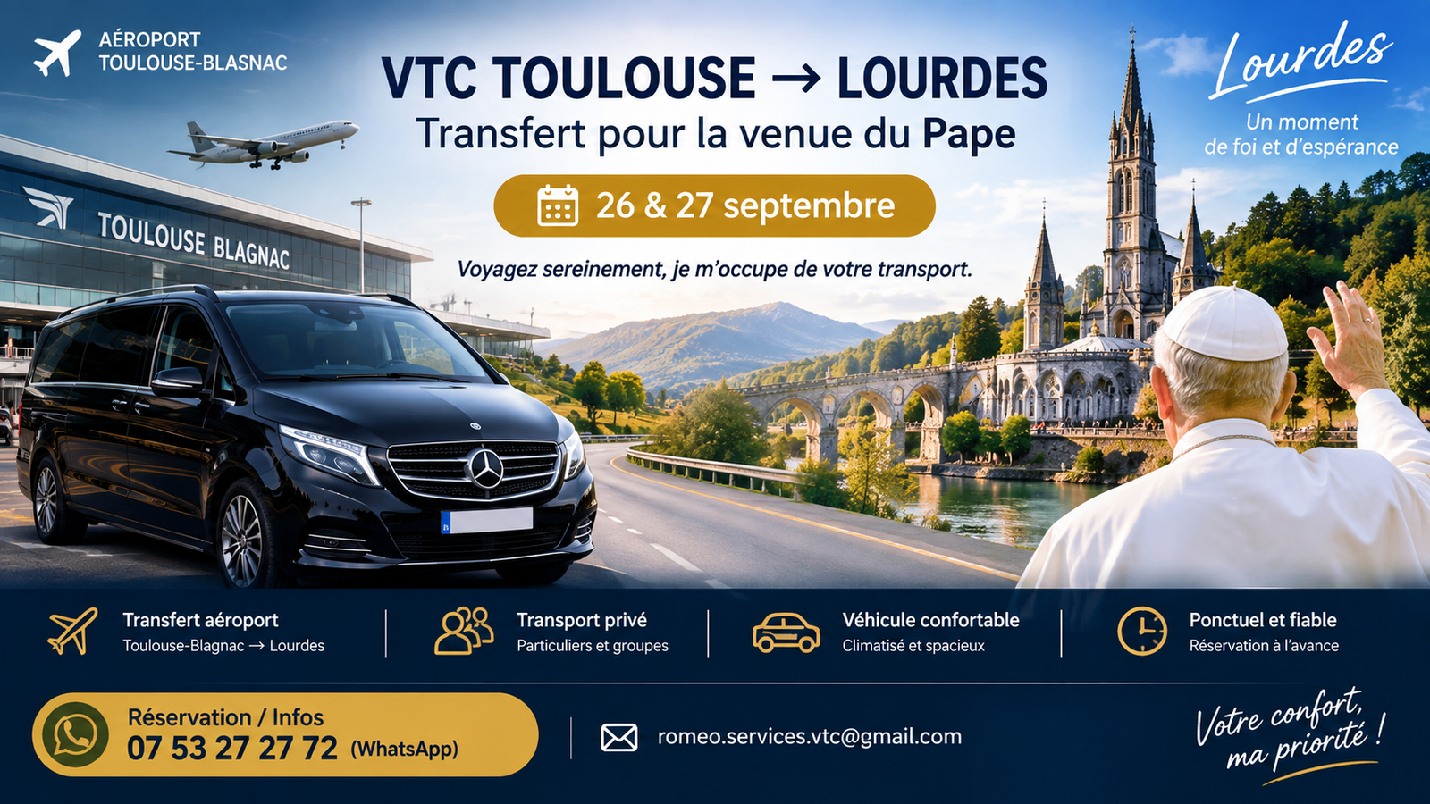 VTC de Toulouse Ă Lourdes